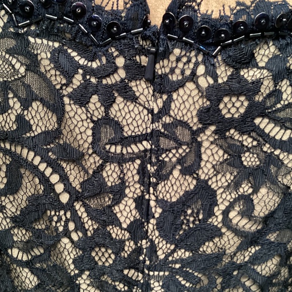 Tadashi Shoji Classic Collection Navy Blue Lace Cocktail Dress - Picture 12 of 15